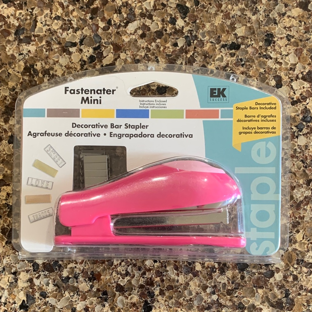 EK Success Pink Fastenator Mini Decorative Stapler